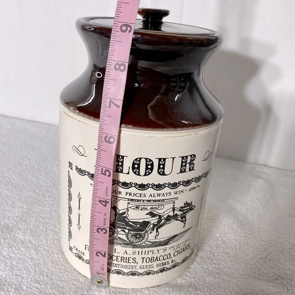 Vintage Ye Old Canadian Crockery Ceramic Abenakis Kitchen Crock Flour Canister - Picture 5 of 15